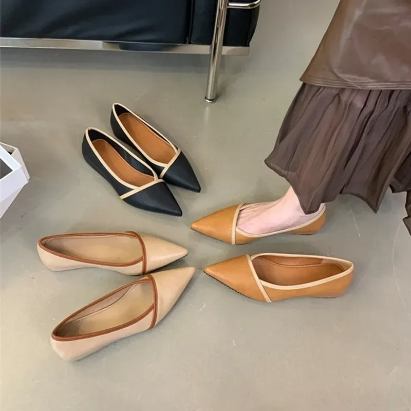 LIZAKOSHT  -  Luxury Designer Elegant Pointed Toe Women Pumps Autumn Comfort Soft Leather Wedge Shoes Women Shoes Office Flats Loafers