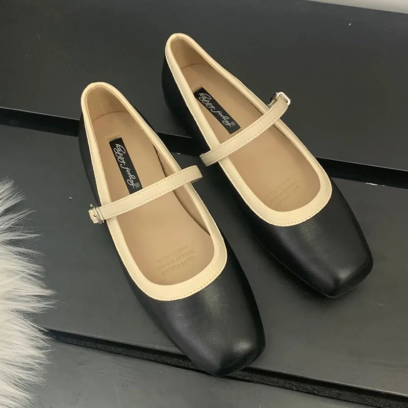 LIZAKOSHT Autumn New Brand Women Flat Shoes Fashion Square Toe Ladies Mary Jane Shoes Silk Soft Summer Casual Dress Ballet Slingba