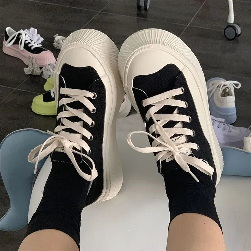 LIZAKOSHT -  Ladies Shoes Lace Up White Women Footwear High on Platform Offer New In Free Shipping Urban Cotton Arrival Light Quality 39