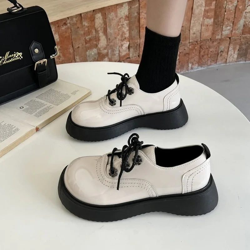 LIZAKOSHT  -  Plus Size 42 Women Shoes on Heel New Lolita Shoes Platform Shoes College Girls Casual Shoes Japanese JK Uniform Leather Shoes