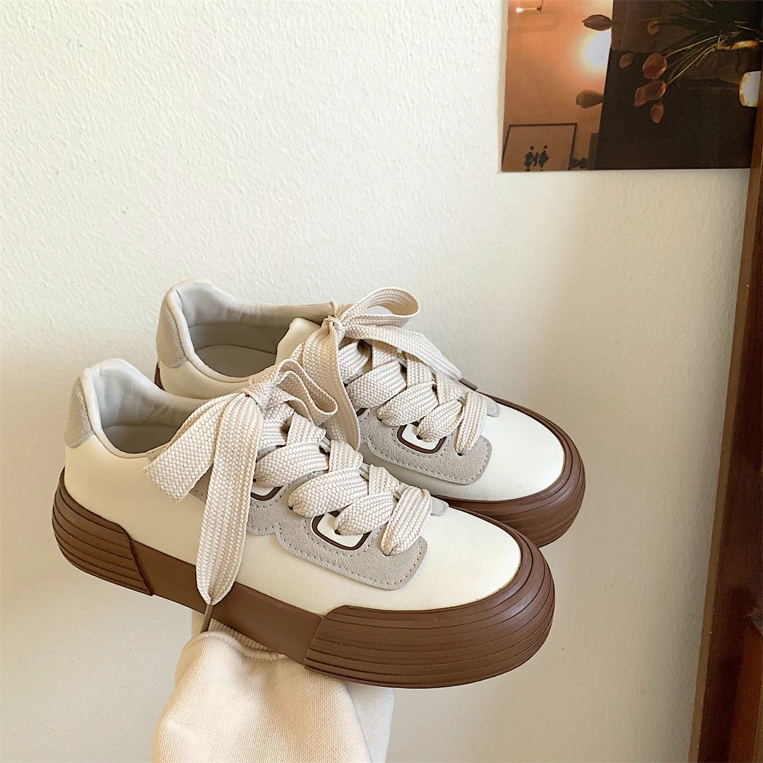 Lizakosht American Retro Caramel Canvas Shoes Women's Spring Versatile