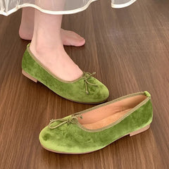 LIZAKOSHT  -  Green New Brand Women Flats Soft Leather Eelgant Dress Shoes Round Toe Shallow Slip On Ladies Casual Ballet Shoes Mujer