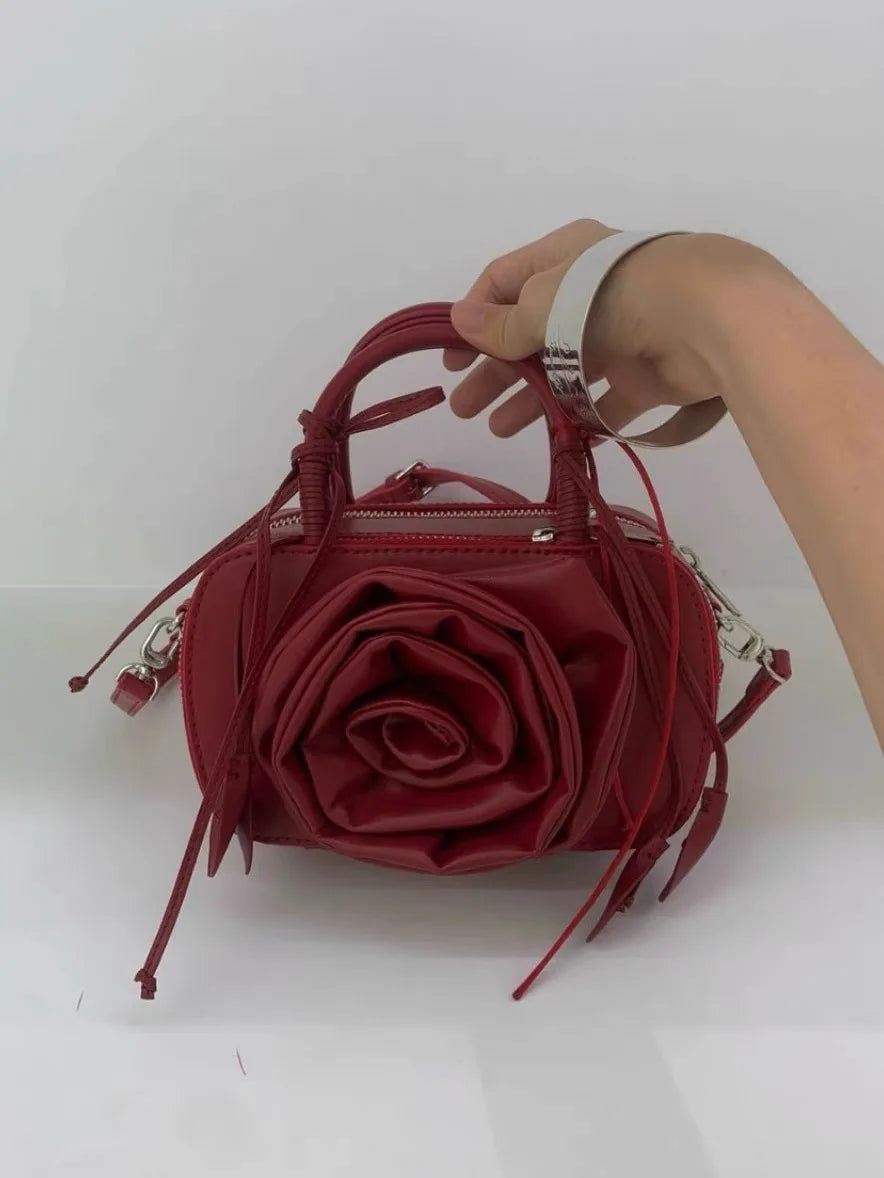 LIZAKOSHT  -  Korean Niche Design Rose Flower Handbag New Korean Style Single Shoulder Crossbody Small Square Bag