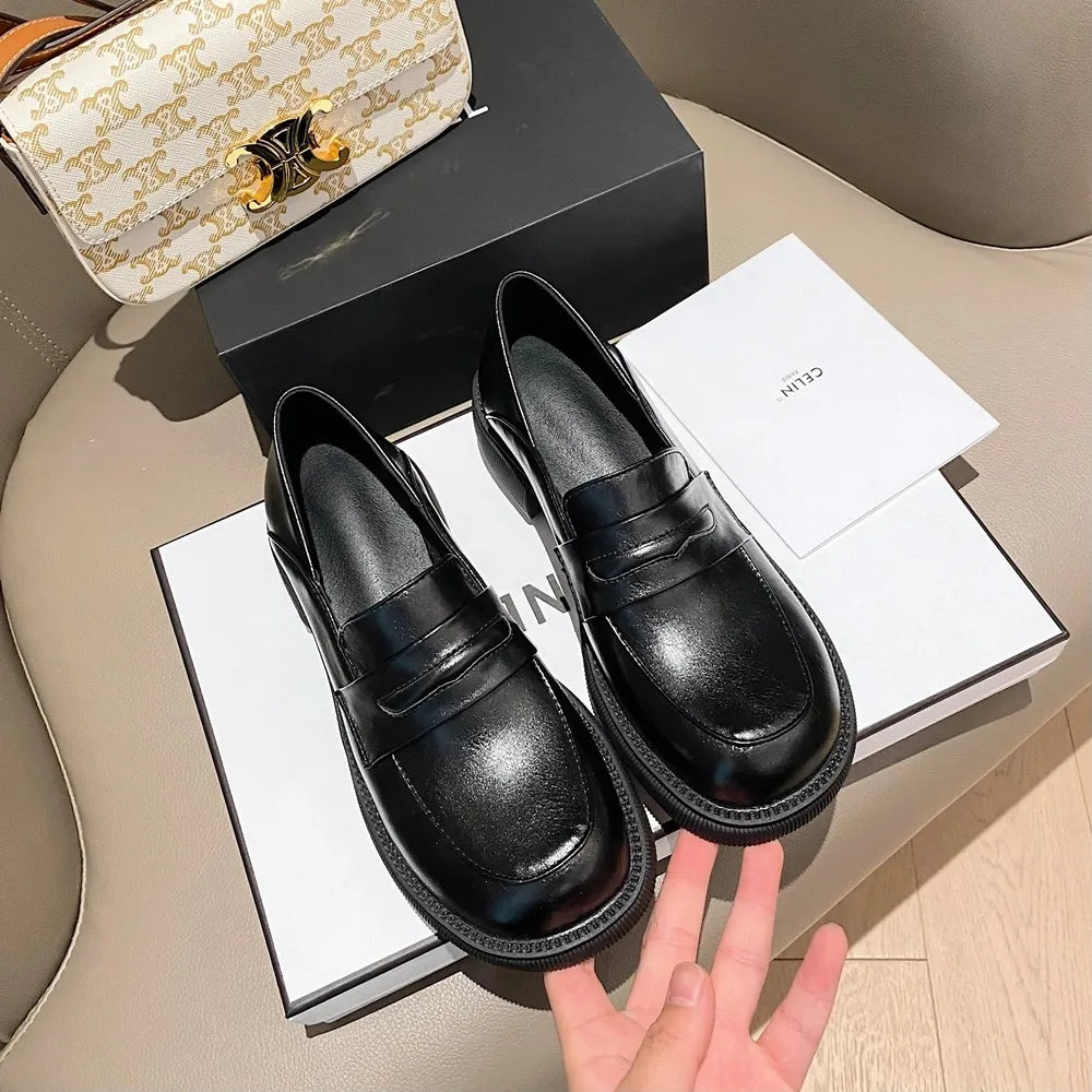 Lizakosht British Preppy Style Comfort Women Pumps Jk Loafers Platform Block Mid Heels Casual Shoes Woman Office Lady Footwear Size 34-43