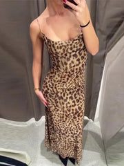 LIZAKOSHT  -  Sexy Leopard Print Dress Women Sleeveless Backless Hip Party Dresses Female Beach Sling Dress V-neck Empire Female Dresse