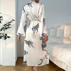 LIZAKOSHT  -  Satin Long Sleeved Lace Up Over Knee Sexy Pure Desire Style Nightgown