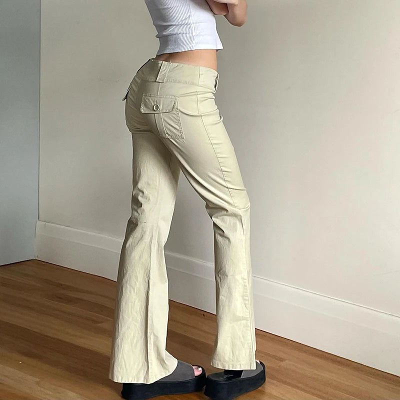 LIZAKOSHT  -  Hong Kong Style Girls Fashionable Solid Color Micro La Casual Pants, Spring and Summer New Millennium Leg Long Pants