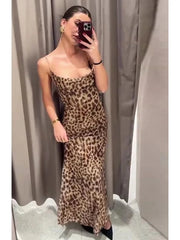 LIZAKOSHT  -  Sexy Leopard Print Dress Women Sleeveless Backless Hip Party Dresses Female Beach Sling Dress V-neck Empire Female Dresse