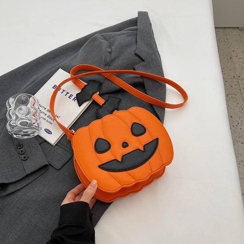 Halloween Pumpkin Crossbody Bag for Women Novelty Pumpkin Purse Halloween Devil Shoulder Bag Funny Crossbody Purse