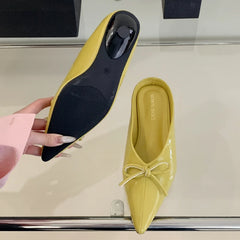 LIZAKOSHT  -  Summer 2025 Designer Women Slippers Bowknot Pointed Toe Women Heels Elegant Non-slip Women Sandals Mule Shoes Zapatos De Mujer