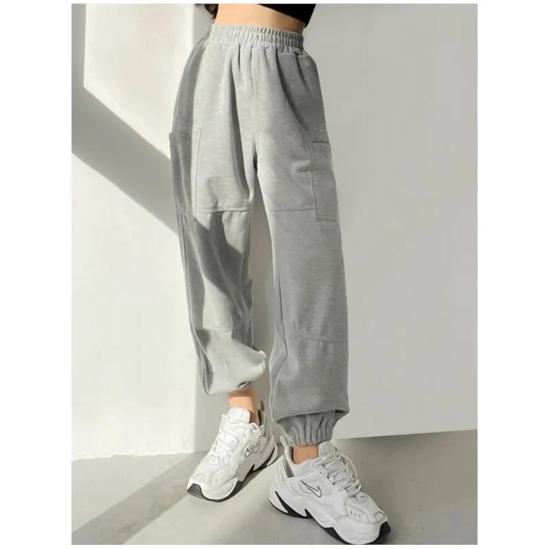 LIZAKOSHT  -  Women Pocket Joggers Cargo Sweatpants Elastic Cuff Casual Sports Trousers Women Streetwear Leisure Pants