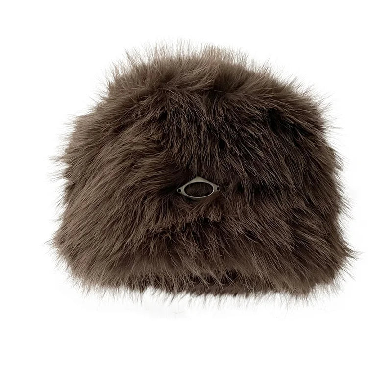 Lizakosht Y2k Europe and America Hats Autumn and Winter New Fox Fur Hair Imitation Mink Fur Hat Female Thickening Warm Plush Fishing Cap