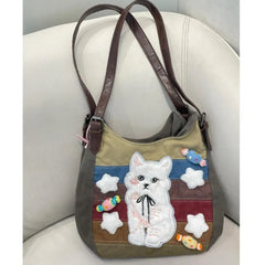 LIZAKOSHT  -  Harajuku Cat Shoulder Bags Women Vintage Embroidery Patchwork Casual Tote Bag Handbag Female Sweet Y2k Bags Aesthetic