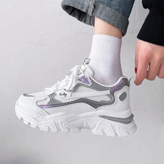 LIZAKOSHT Sneakers for Women Female Casual Mesh Lace-up Flats Ladies Chunky Sports Shoes Fashion Vulacanized Winter Warm Plush Shoes