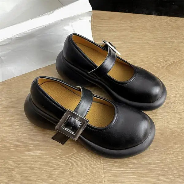 LIZAKOSHT  -  Retro Woman Shoes All-Match Female Footwear Oxfords Shallow Mouth Clogs Platform Dress Summer Leather New Creepers Mary Janes