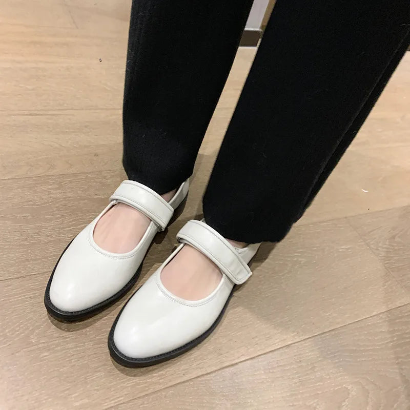 LIZAKOSHT  -  Fashion Pumps New High Quality Genuine Leather Round Head Mid Heel Simple Mary Jane Shoes Daily Commuter Women's Shoes