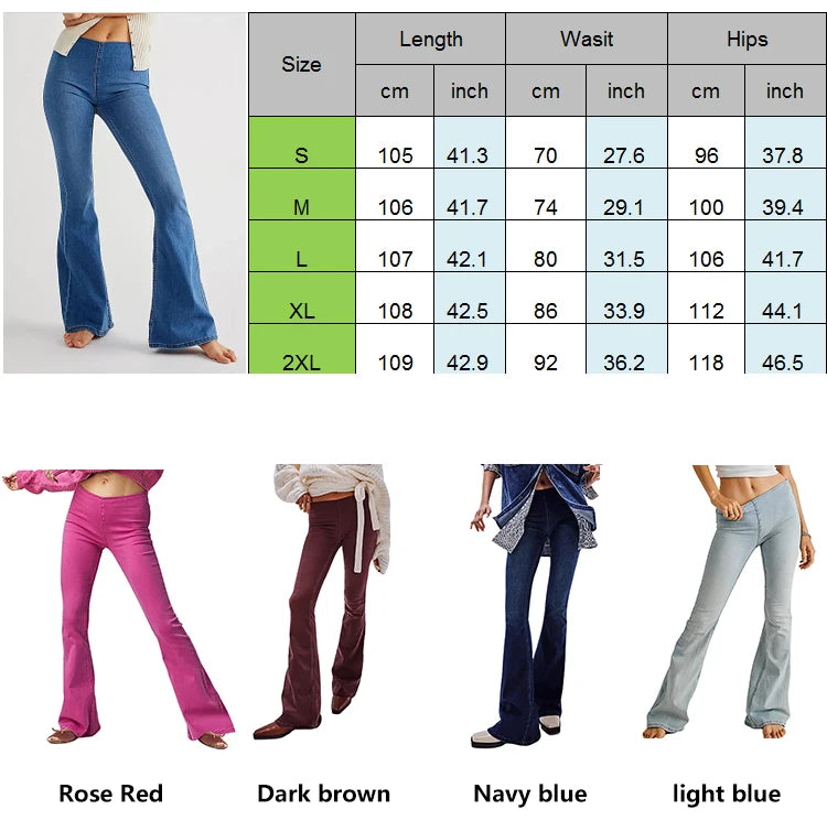 LIZAKOSHT  -  large size women slimming straight tube slight bell bottoms multi-color pantalones Fashion trend denim pants for women