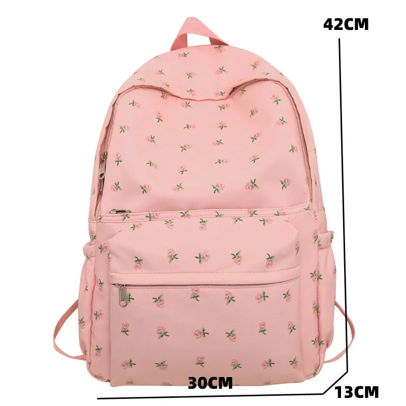 LIZAKOSHT  -  Cute Casual Floral Prints Women Backpack Girls Bookbags Large Capacity Students Khaki School Book Bags Travel Backpack Mochilas