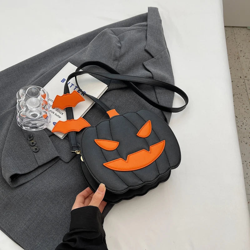 Halloween Pumpkin Crossbody Bag for Women Novelty Pumpkin Purse Halloween Devil Shoulder Bag Funny Crossbody Purse