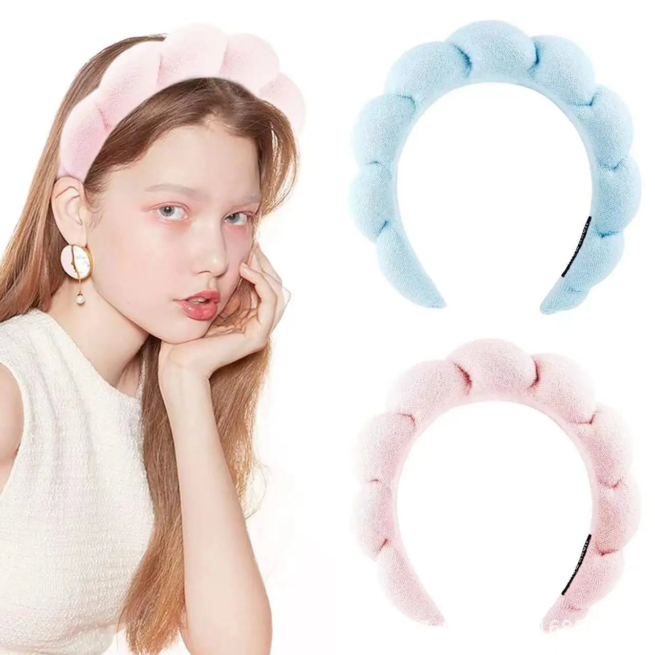 Lizakosht Sponge Headband Versed Headband Puffy Headband Makeup Bubble Terry Cloth Co Spa Retro Hair Bands Soft Hairband Headwear