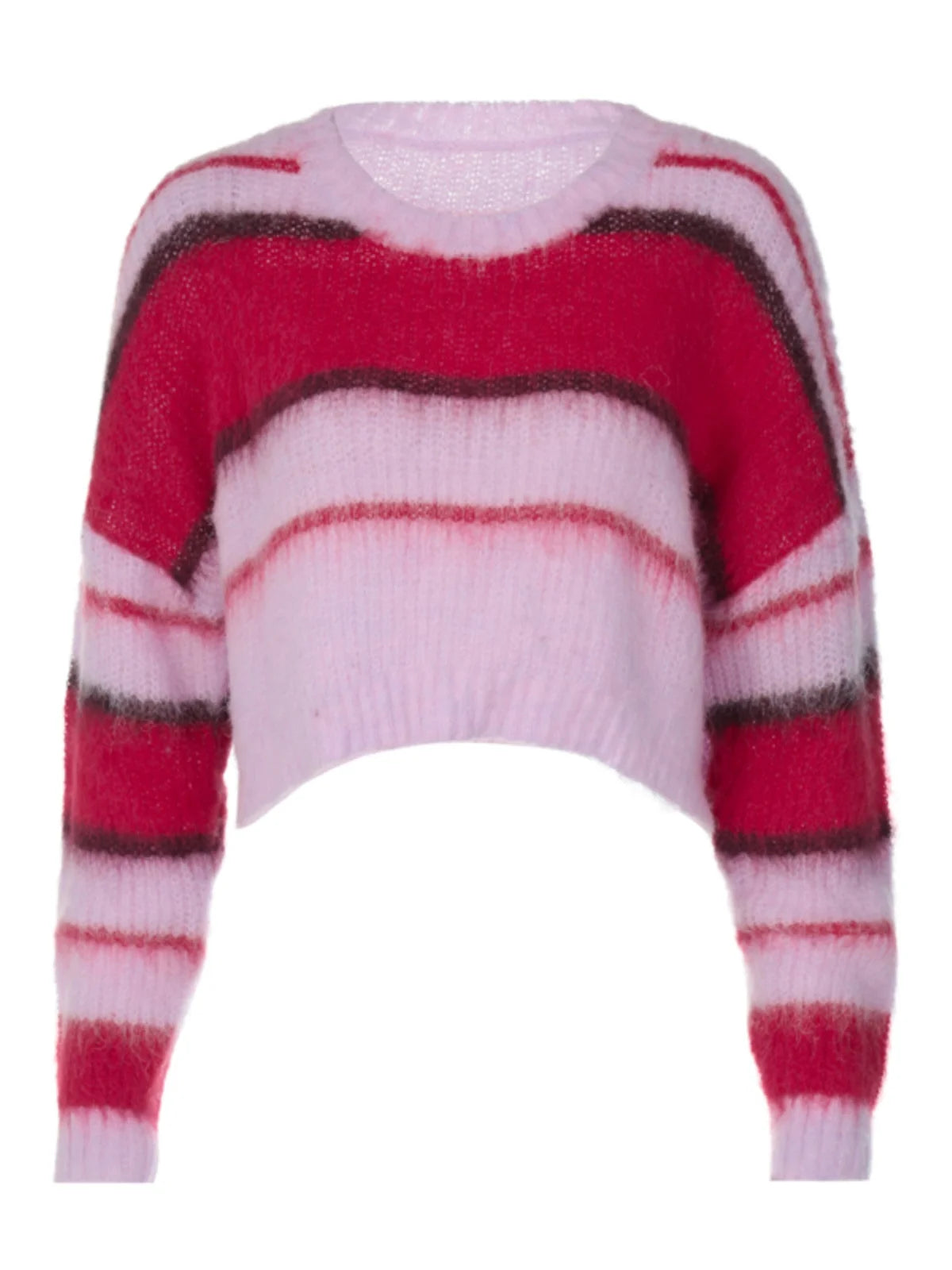 LIZAKOSHT  -  Early Spring Street American Retro Spicy Girl Stripe Contrast Knitted Sweetheart Academy Style Versatile Short Sweater