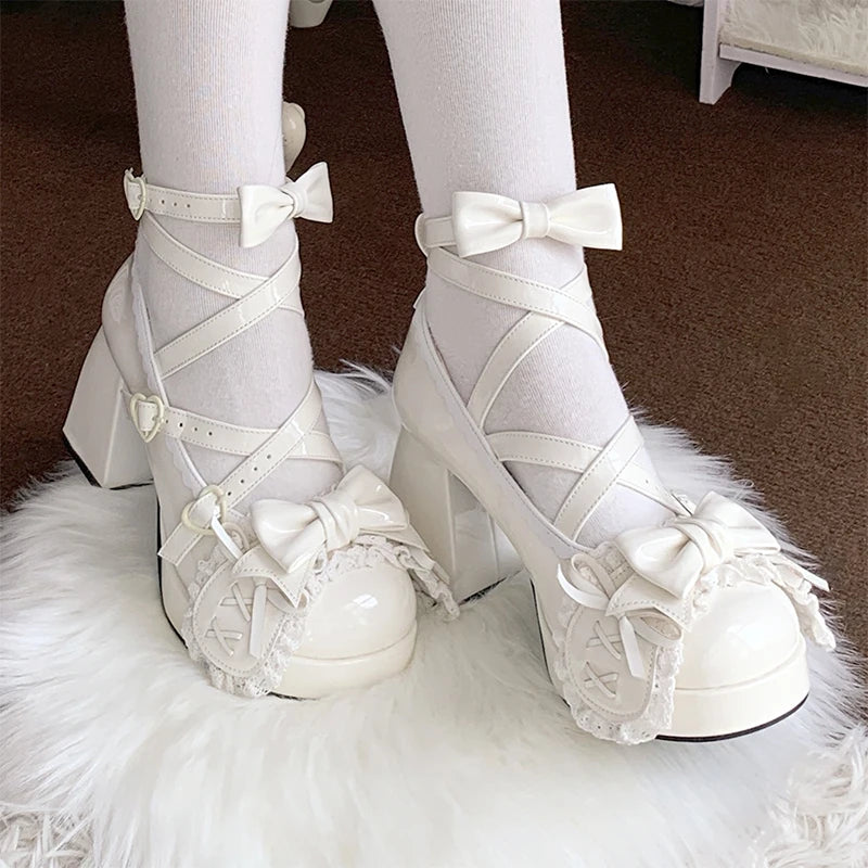 LIZAKOSHT  -  Middle Heel Drooping Ear Rabbit Lolita High Heels Sweet Japanese Round Toe Lolita Shoes Cute Girl Tea Party Single Shoes