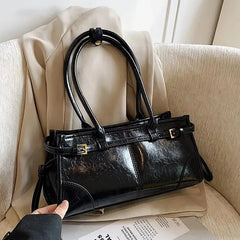 LIZAKOSHT  -  Retro PU Leather Shoulder Bag For Women New Autumn Winter Luxury Trend Underarm Bags Lady Korean Fashion Tote Bags Handbags