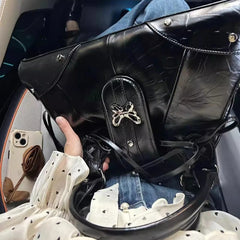 LIZAKOSHT  -  Women Y2k Fashion Chic Bow Handbags Casual Office Lady All Match Ins Shoulder Bags Korean Streetwear Vintage Trendy Underarm Bag