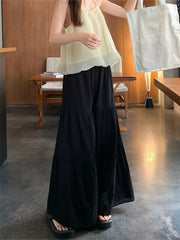 LIZAKOSHT  -  Wide-Legged Maxi Skirts Sweet Women Loose OL High Street Casual Daily Summer Work Wear Embroidery Flowers