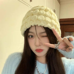 Lizakosht INS Korea Women's Hats Autumn Winter Faux Fur Plush Soft Warm Panama Casual Hats Skull Bomber Knitted Beanie Gorras