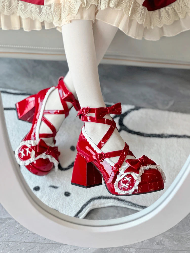 LIZAKOSHT  -  Middle Heel Drooping Ear Rabbit Lolita High Heels Sweet Japanese Round Toe Lolita Shoes Cute Girl Tea Party Single Shoes