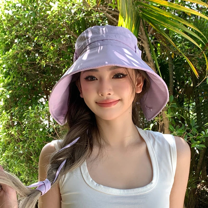 Lizakosht Thin Quick-drying Strap Bucket Hat Big Head Show Face Small Summer Sun Protection Shade Korean Version Cute Women's Hats