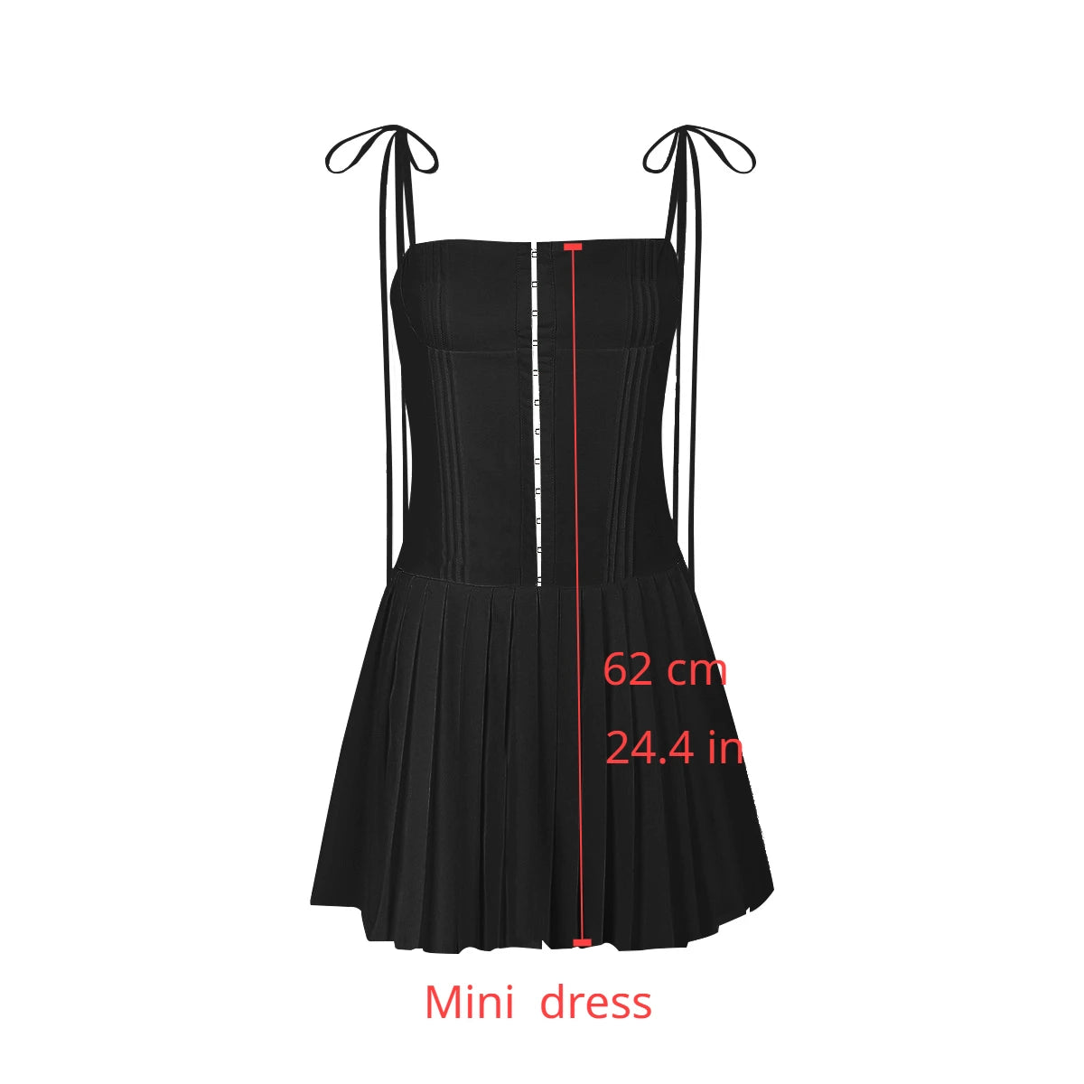 LIZAKOSHT  -  Summer A  Line Short Dresses 2024 New Arrivals Casual Pleated One-piece Dress Gown Black Birthday Holiday Dress Women