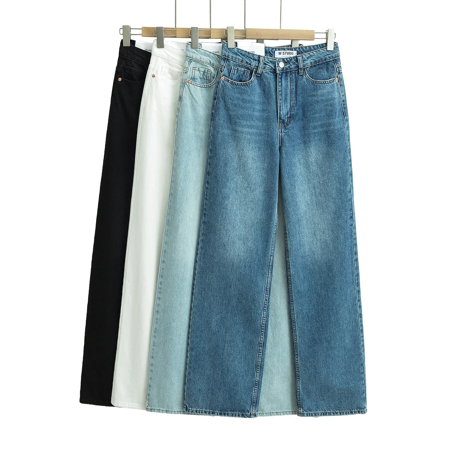 LIZAKOSHT  -  Japanese 2000s style y2k jeans for women denim pants vintage clothes baggy jeans blue loose wide leg high waist jeans black