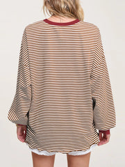 LIZAKOSHT  -  Contrast Striped Long Sleeve Sweatshirt