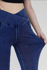 LIZAKOSHT  -  Basic Bae Pocketed Highly Stretchy Bootcut Jeans