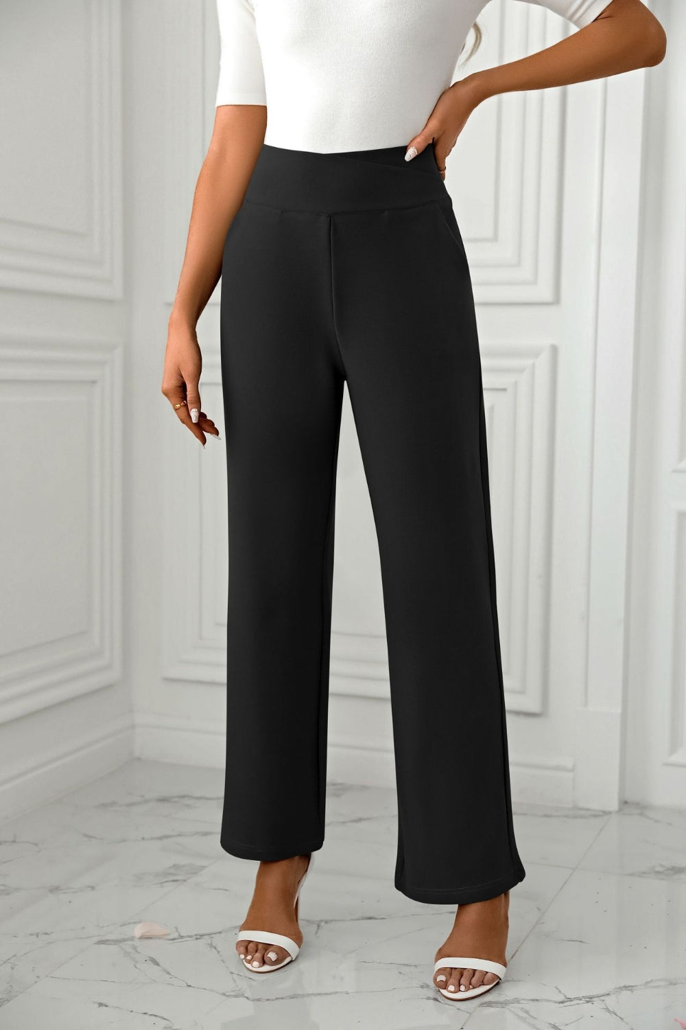 LIZAKOSHT  -  High Waist Straight Leg Pants