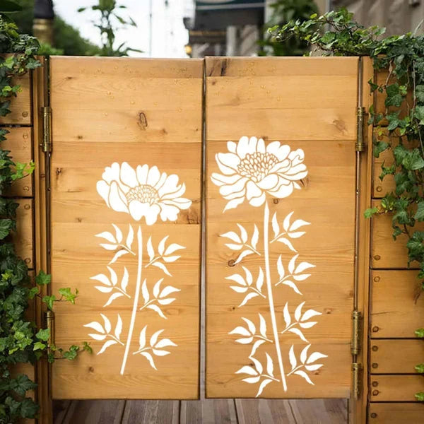 🌻Flower Stencil for Garden Fence Large Flower Stencils for Wall 14” Peony Templates for Painting on Wood Furniture