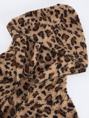 LIZAKOSHT  -  Fuzzy Leopard Long Sleeve Hooded Jacket