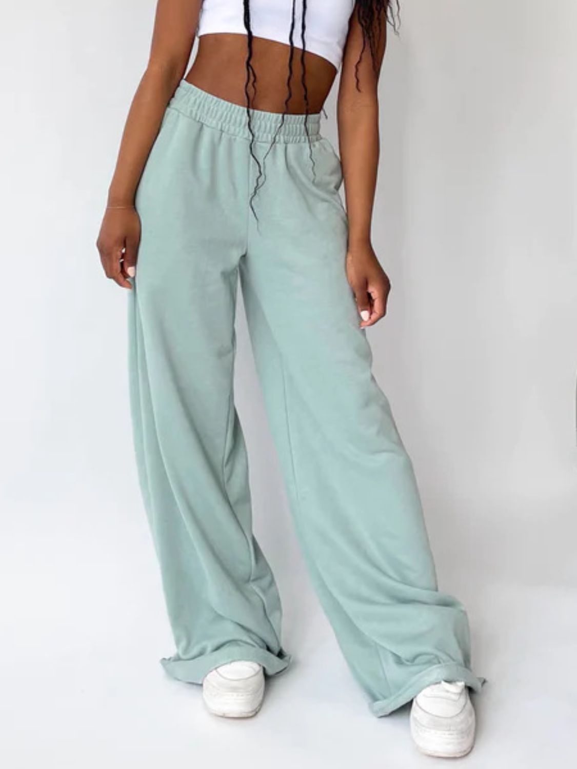 LIZAKOSHT  -  Elastic Waist Wide Leg Pants