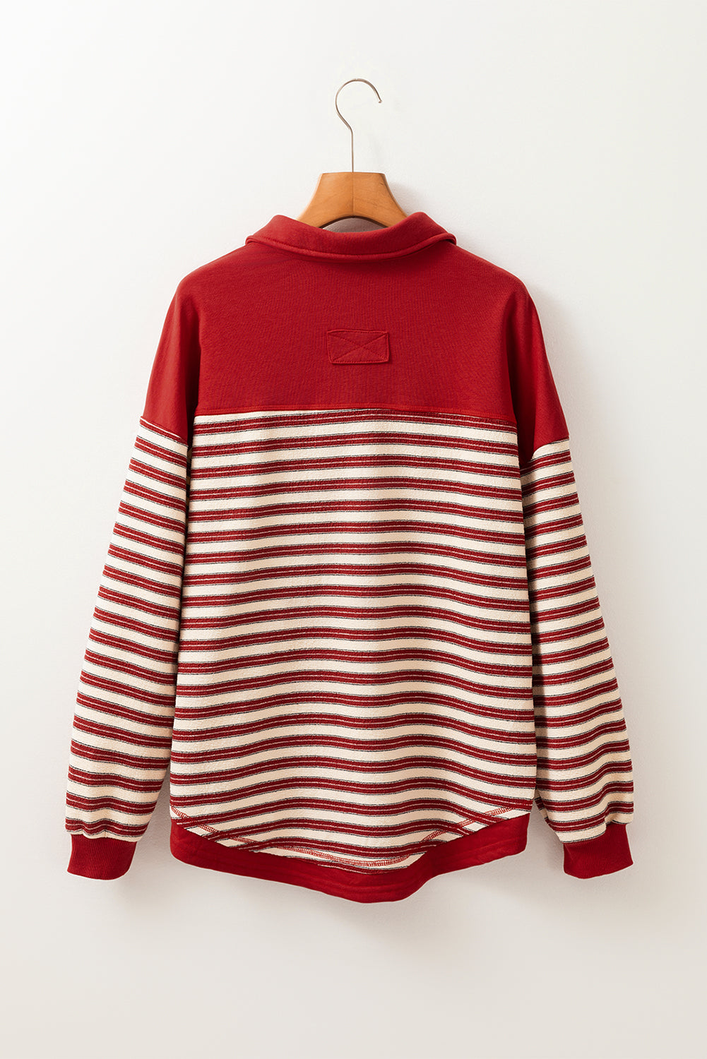 LIZAKOSHT  -  Stripe Johnny Collar Drop Shoulder Sweatshirt