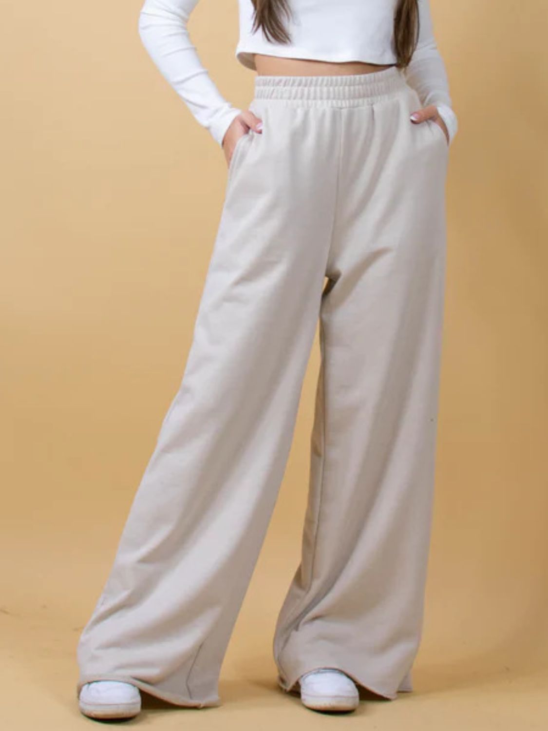 LIZAKOSHT  -  Elastic Waist Wide Leg Pants