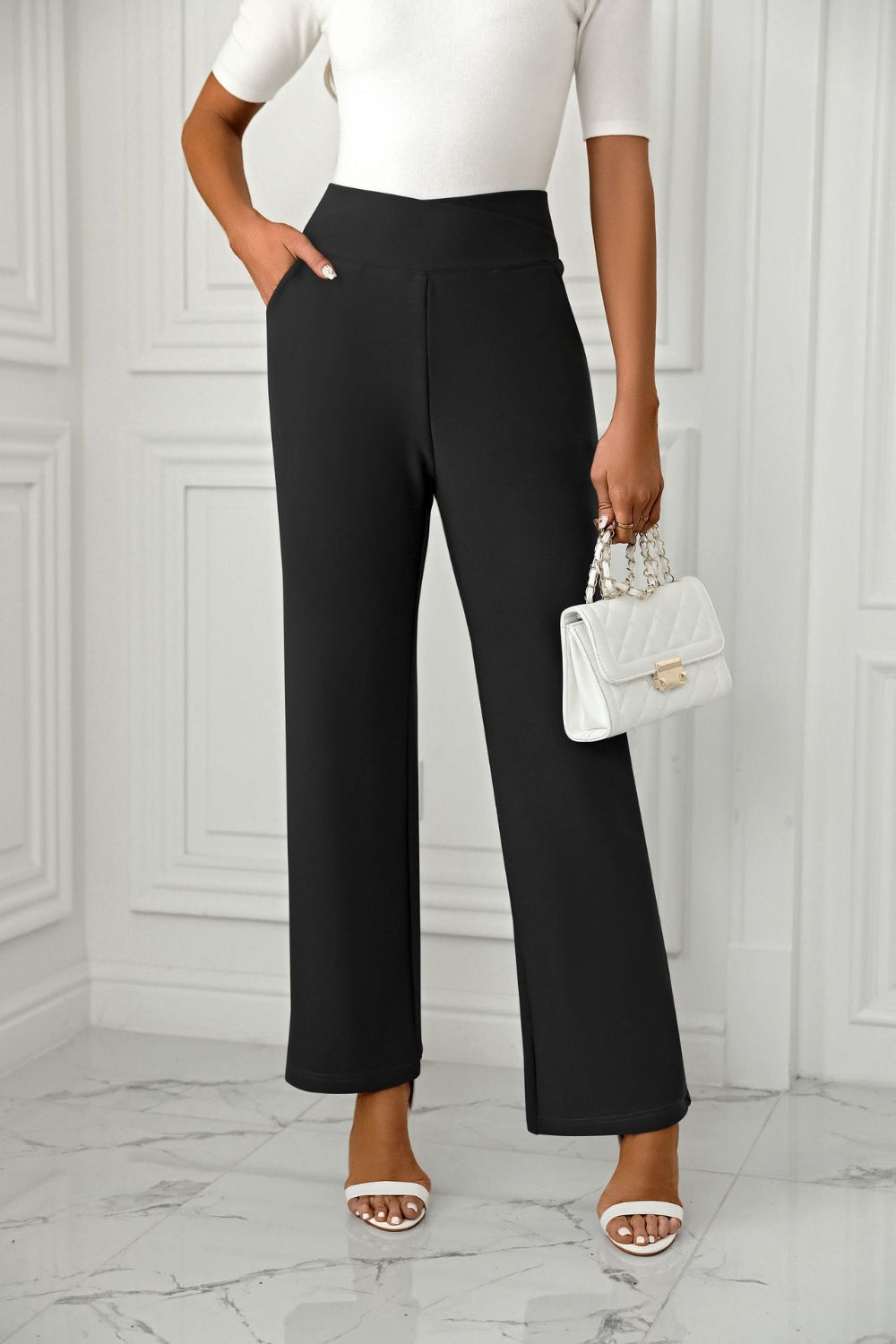 LIZAKOSHT  -  High Waist Straight Leg Pants