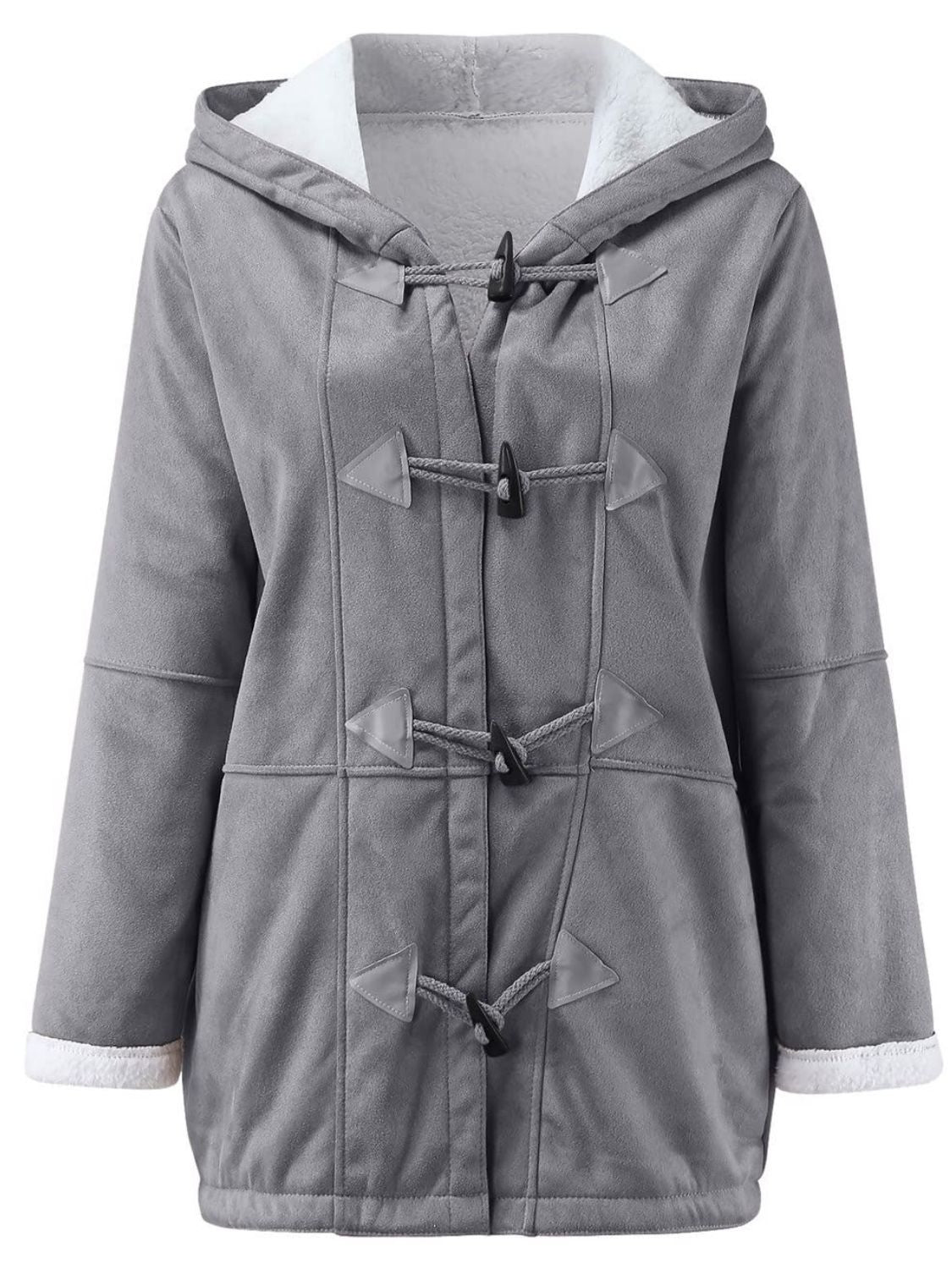 LIZAKOSHT  -  Full Size Pocketed Long Sleeve Hooded Toggle Jacket