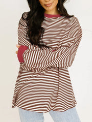 LIZAKOSHT  -  Contrast Striped Long Sleeve Sweatshirt