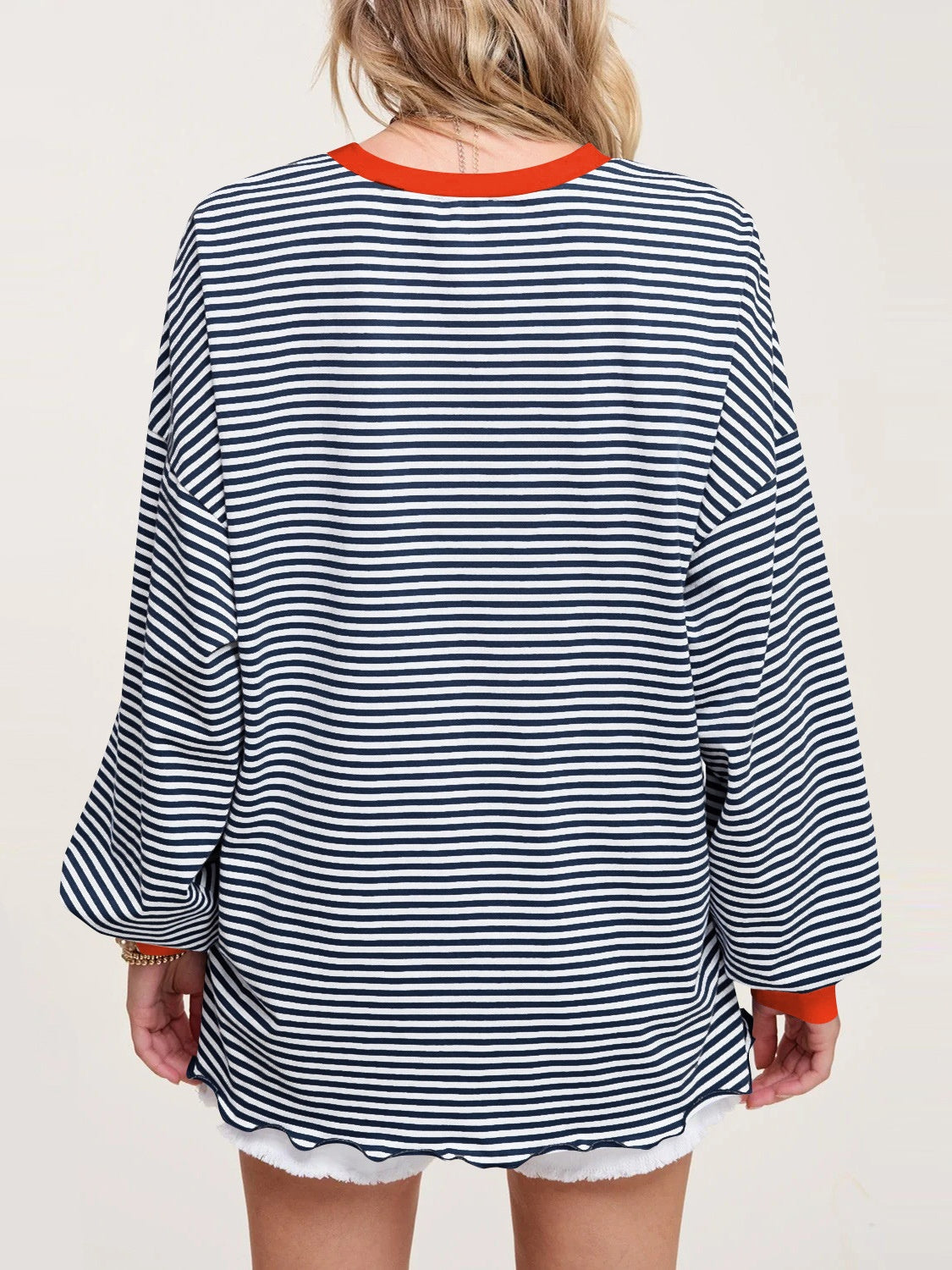 LIZAKOSHT  -  Contrast Striped Long Sleeve Sweatshirt