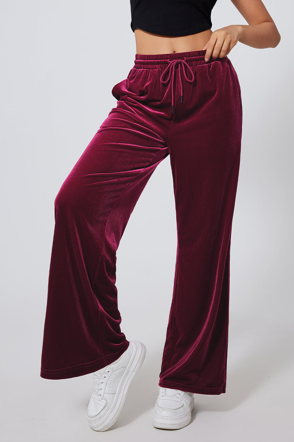 LIZAKOSHT  -  Drawstring Wide Leg Active Pants