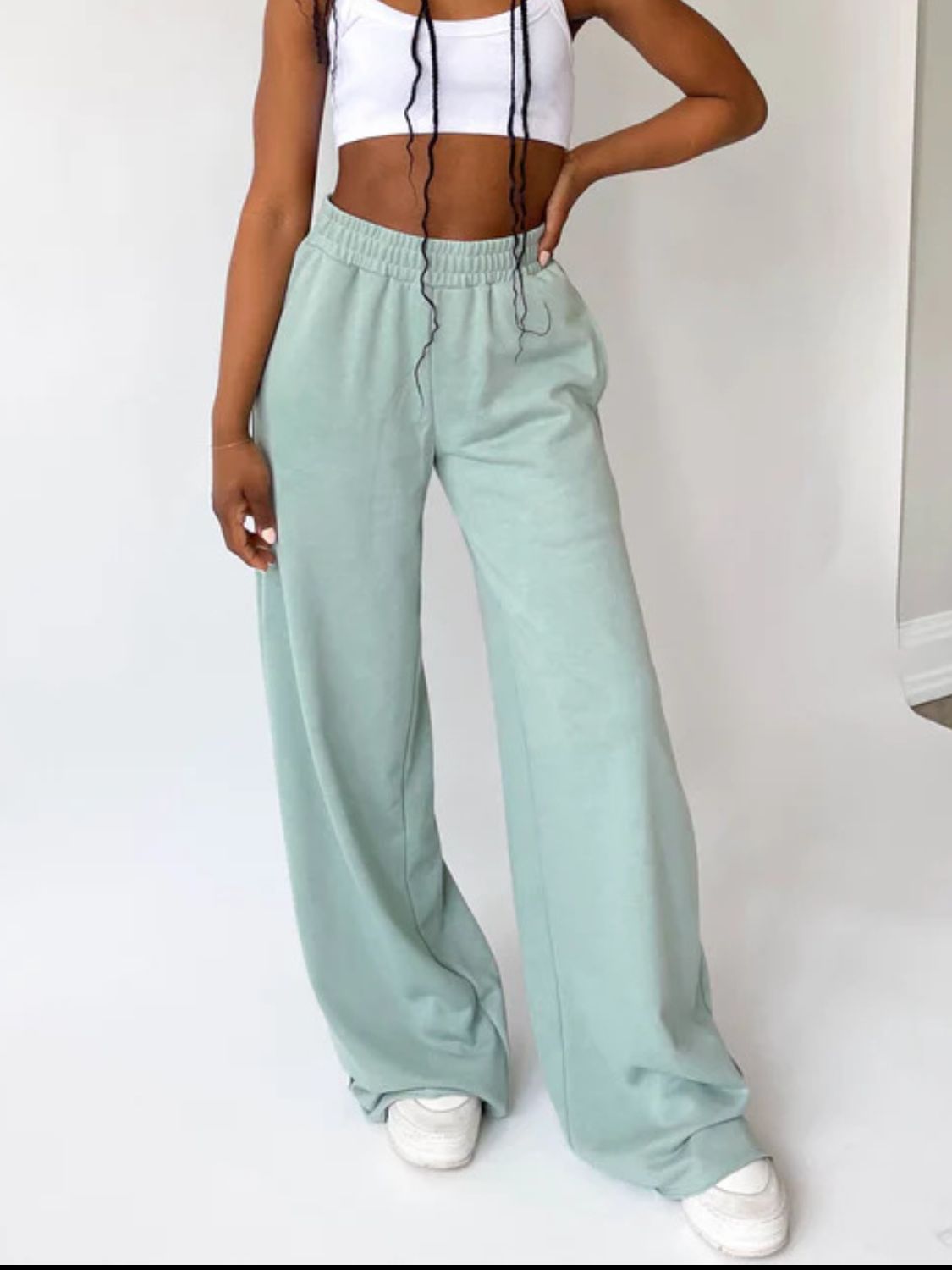 LIZAKOSHT  -  Elastic Waist Wide Leg Pants