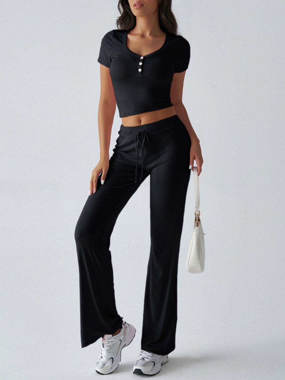 LIZAKOSHT  -  Devine Short Sleeve Top and Drawstring Pants Set