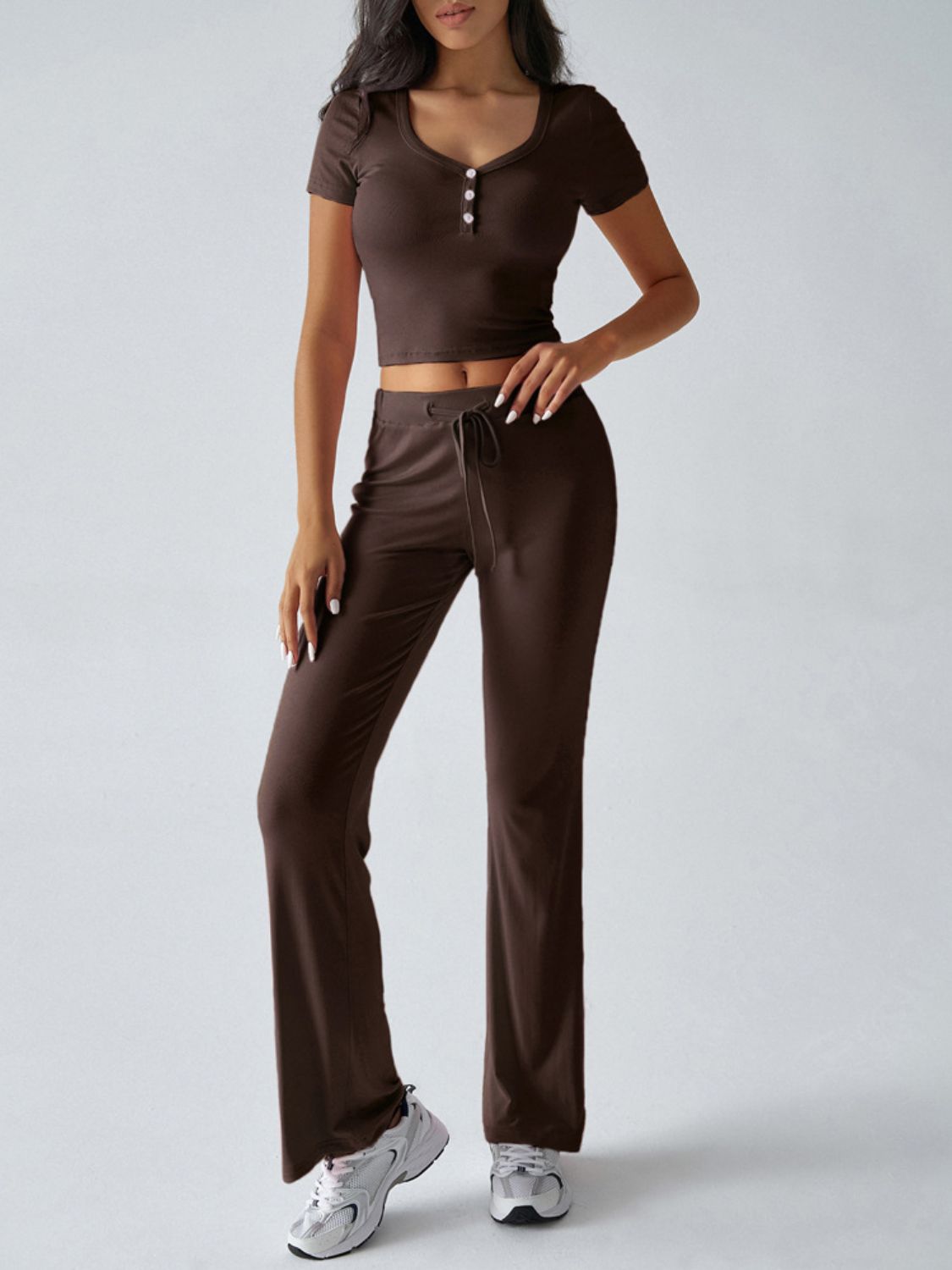 LIZAKOSHT  -  Devine Short Sleeve Top and Drawstring Pants Set